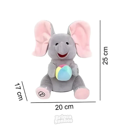 Elefante de Pelúcia Musical Esconde-Esconde Bebê