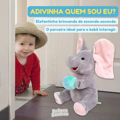 Elefante de Pelúcia Musical Esconde-Esconde Bebê
