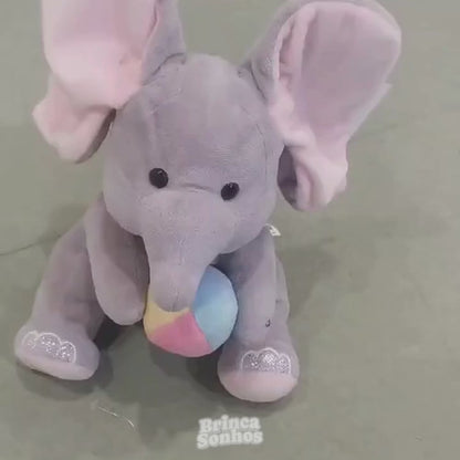 Elefante de Pelúcia Musical Esconde-Esconde Bebê